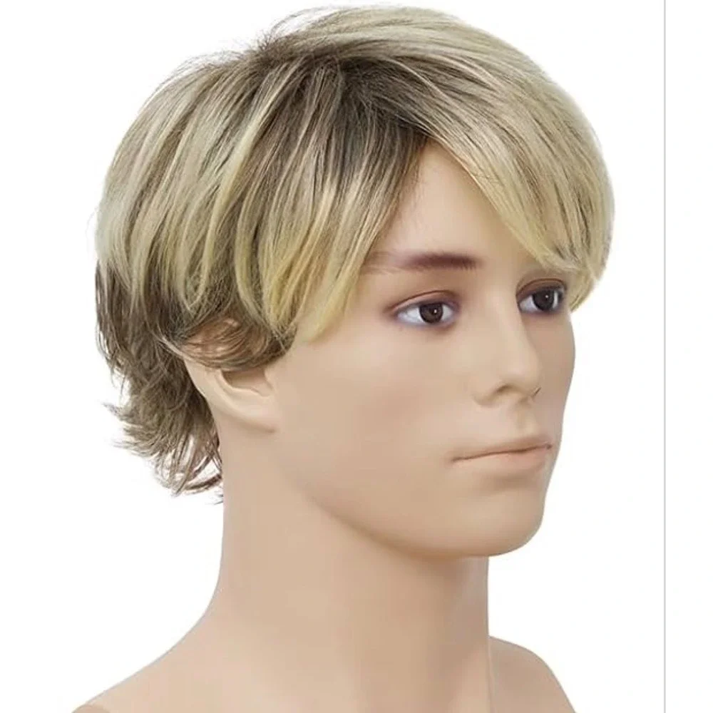 NWT Dai Cloud Men's Short Layered Blonde Highlighted Synthetic Costume Wig